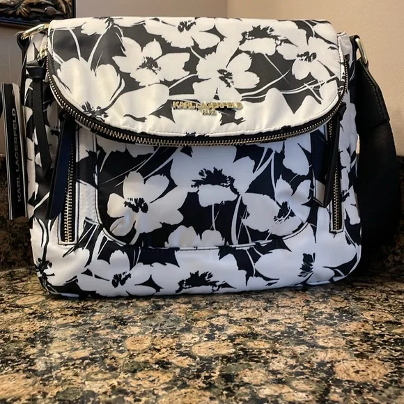 Karl Lagerfeld Paris Cara White/Black Floral Crossbody Retail 168.00 NWT - Picture 13 of 13